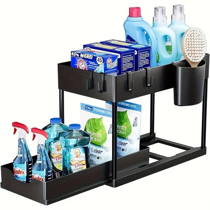 2 Tier Under Sink Organizers Storage Slide Out Kitchen Cabinet Bathroom Storage