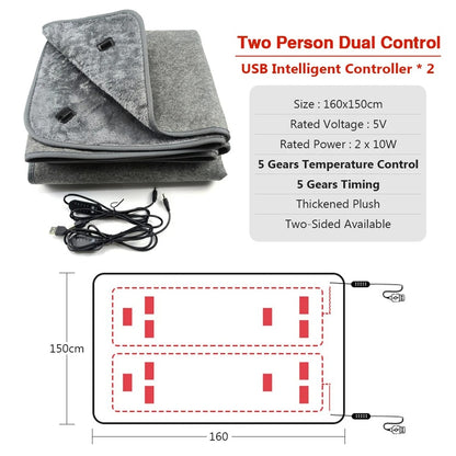 Heated Blanket Throw 59 in x 63 in, ETL Certified, 8-10 hour heat preservation
