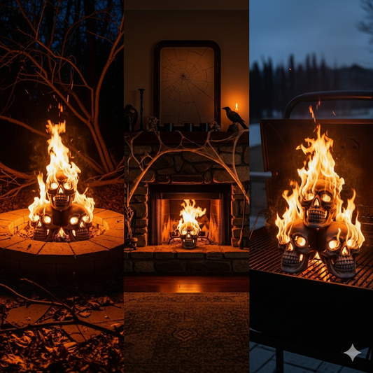 Ceramic Fire Pit Skull - Fireproof, Realistic Design Reusable Halloween Decor