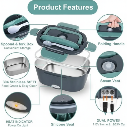 80W Electric Lunch Box Food Heated 12V 24V 110V Fast Food Warmer Heater for Car