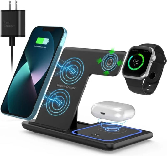 3 in 1 Wireless Charging Dock / Base de carga inalámbrica 3 en 1