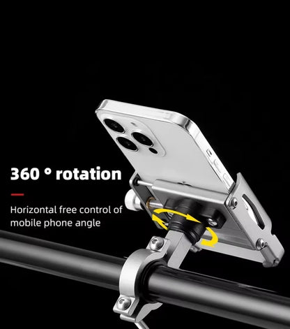 360° Aluminum Motorcycle Bicycle GPS Cell Phone Holder Handlebar Mount Black