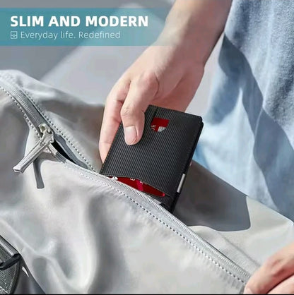 Men's Wallet Carbon Fiber RFID Blocking Slim Money Clip Card Holder Wallet