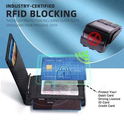 Men's Wallet Carbon Fiber RFID Blocking Slim Money Clip Card Holder Wallet
