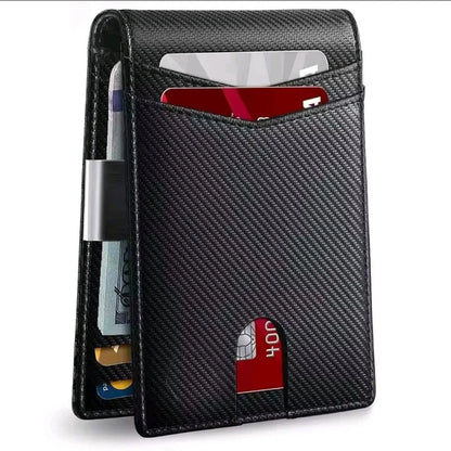 Men's Wallet Carbon Fiber RFID Blocking Slim Money Clip Card Holder Wallet