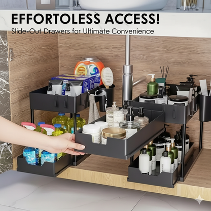 2 Tier Under Sink Organizers Storage Slide Out Kitchen Cabinet Bathroom Storage